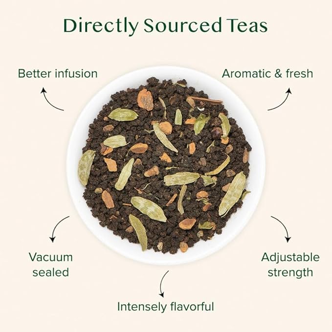 VAHDAM, Double Spice Masala Chai Tea (50+ Cups, 3.53oz) Strong, Robust & Spicy Blend - Black Tea CTC, Cardamom, Cinnamon, Cloves & Black Pepper | Pure Unblended Loose Leaf Tea | Vacuum Sealed - Bloomnest