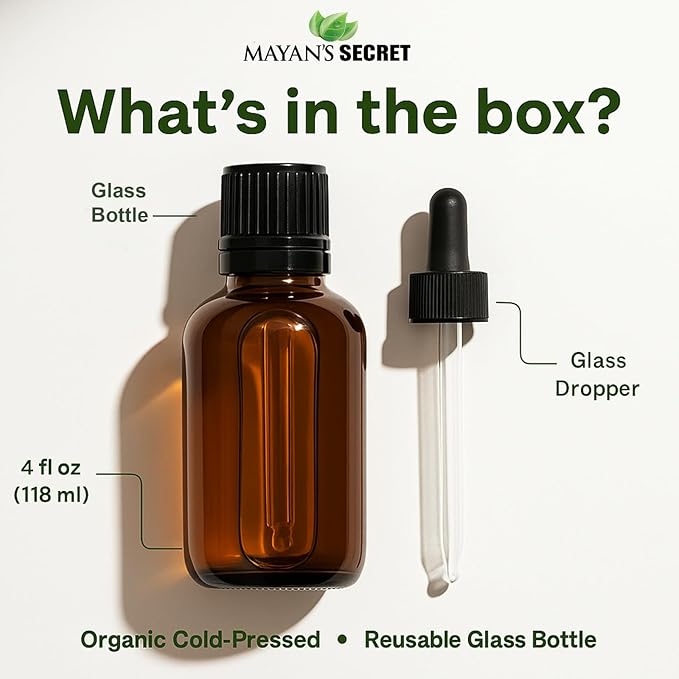 Mayan's Secret Rosemary Essential Oil - Pure and Natural, 4 oz Amber Glass Bottle for Hair, and Skin Care MayansSecret