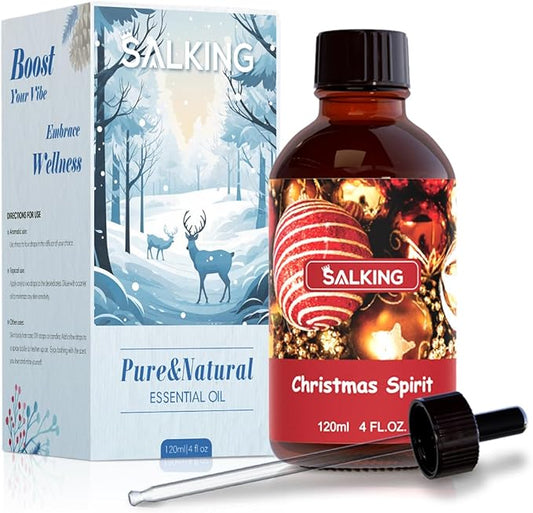 SALKING Christmas Spirit Fragrance Oil, 120ml (4 Fl Oz) Premium Essential Oils for Diffuser, Candle Scents for Candle Making, Soap Making Supplies, Diffuser Oil Scents, Holiday Gifts - Bloomnest