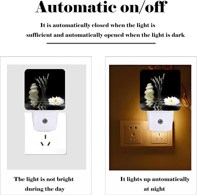 Zen White Lotus Night Light,Plug Into Wall with Dusk to Dawn Light Sensors, Warm Nightlights for Bedroom, Bathroom, Hallway, Kitchen, Gifts Ideal for Boys Girls Women Men - Bloomnest