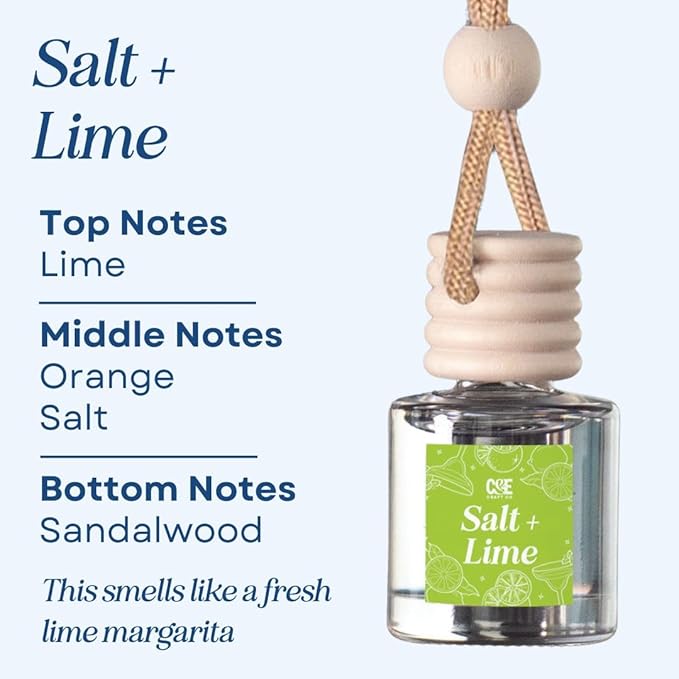 CANDECraftCo Car Air Hanging Fragrance Oil, Car Auto Freshener for Essential Oils, Scents Fragrance Aromatherapy Automobile Diffuser, Long Lasting (Salt & Lime) - Bloomnest