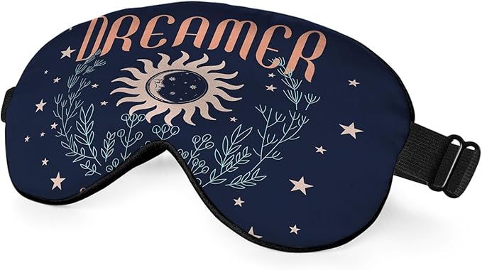 Dreamer Silk Sleep Mask with Adjustable Strap for Travel, Nap, Shift Work, Office - Dark Blue - Bloomnest