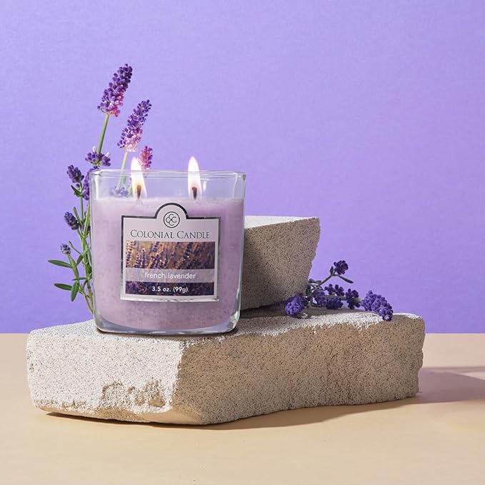 Colonial Candle French Lavender Scented Jar Candle, 2 Wick, 3.5 oz, Mottled Wax Candle - Bloomnest