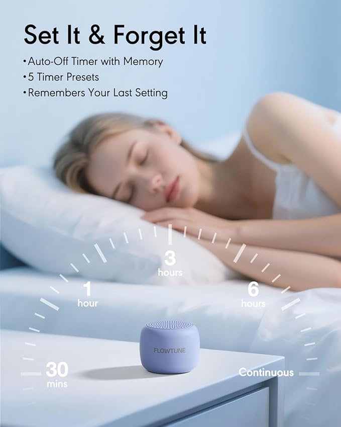FLOWTUNE Sound Machine Flowtune White Noise Machine for Baby Adults, Mini Portable Sound Machine for Travel, 6H Timer, 18 Soothing Sleep Sounds Gift (Purple) - Bloomnest
