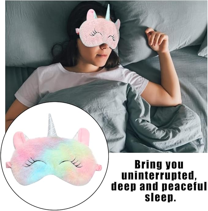 4 Pcs Cute Sleep Mask Animal Sleep Mask Soft Plush Blindfold Eye Covers for Sleeping Women Girls Kids - Bloomnest