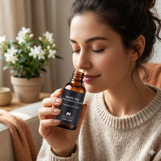 White Tea Essential Oil 20ml – Luxury Hotel Essential Oils for Diffusers and Home - Pet Friendly Non Toxic Essential Oils - Premium Home Fragrance - Baccarat Rouge 540 Scent Glass Bottle with Dropper