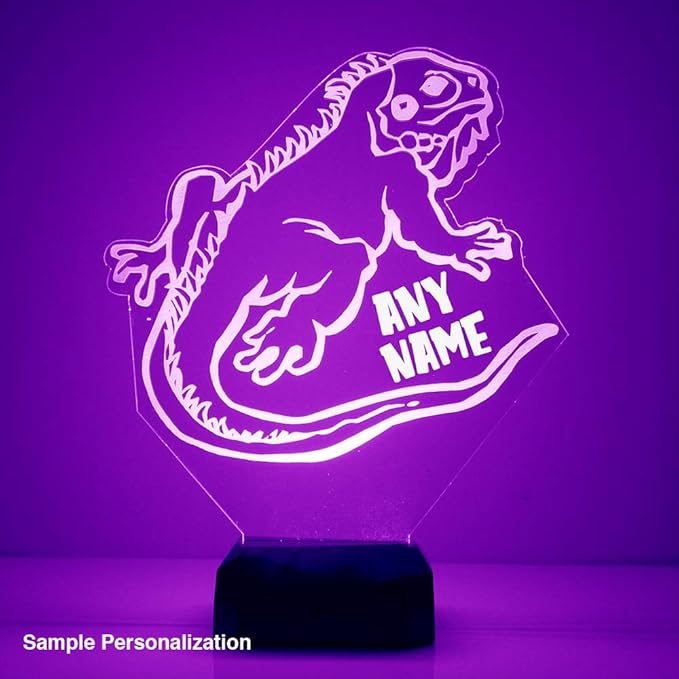 MMS Iguana LED Night Light Lamp, Personalized with Your Name or Text, Remote Control with 16 Colors, 4 Light Modes, Customized Gift LED Lamp Sign Display Lights Up, USB Cord or Battery - Bloomnest