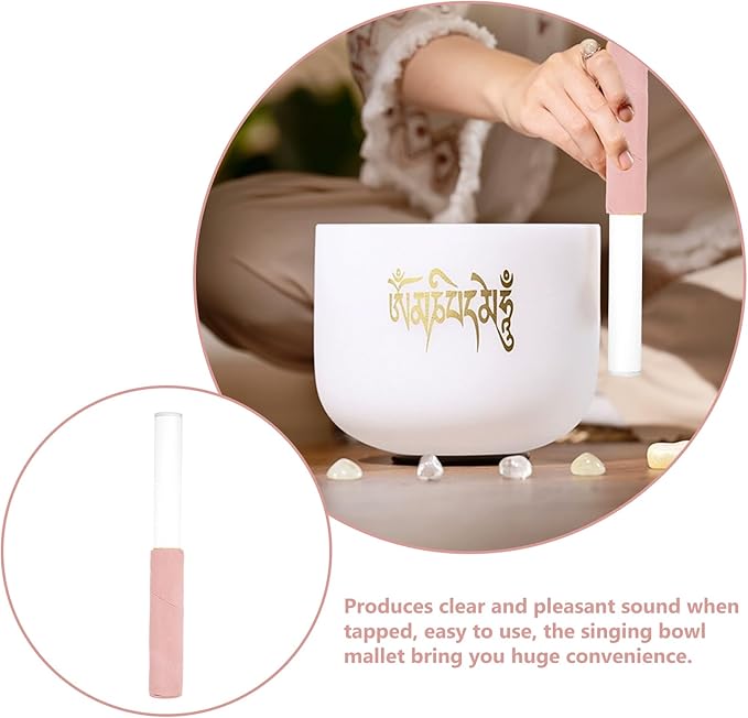Singing Bowl Mallet for Crystal Sound Bowls with Smooth Handle and Storage Bag Acoustic Instrument Accessory Ideal for Meditation and Yoga 7.87 Inch - Bloomnest