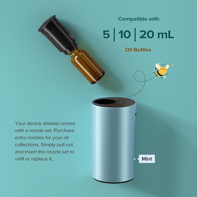Waterless Essential Oil Diffuser Starter Kit with 30mL Hotel Scent Fragrance Oil Inspired by Ritz-C., Battery Operated Premium Portable Mini Scent Air Machine for Home Car Office, Gold ANX - Bloomnest