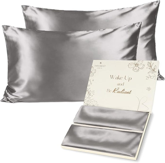 Yanibest Satin Pillowcase, Silk Pillow Cases for Hair and Skin with Zipper, Standard Pillow Cases Set of 2 for 20"x26", Exquisite Packaging for Women Men - Bloomnest
