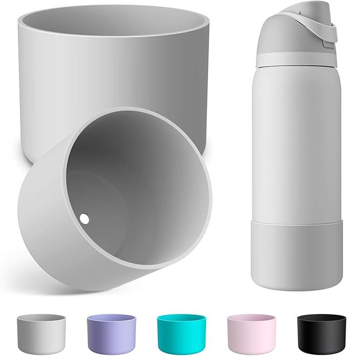 2PCS Silicone Water Bottle Boot for Owala 24oz 32oz 40oz, Anti-Slip Protective Sleeve Bottom Bumper Protector for FreeSip, Twist, and Flip Stainless Steel Water Bottles Alwenid
