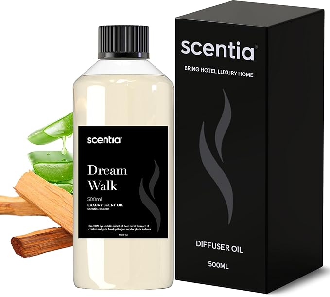 Scentia Hotel Diffuser Oil Inspired by The 5- Star Hotel Scent - 500 ml 16.9 fl oz - Essential Oil Blend for Diffuser Refill,White Tea Oil for Aromatherapy Diffusers and Humidifiers - Dream Walk - Bloomnest