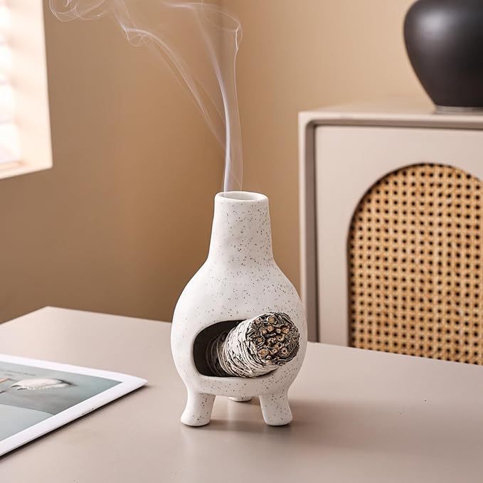 Ceramic Palo Santo Holder Burner - Mini Chimenea Incense Dish for Meditation Décor - Palo Santo Holder for Burn Palo Santo Sticks,Cones,Aromatherapy Yoga JialanGulong