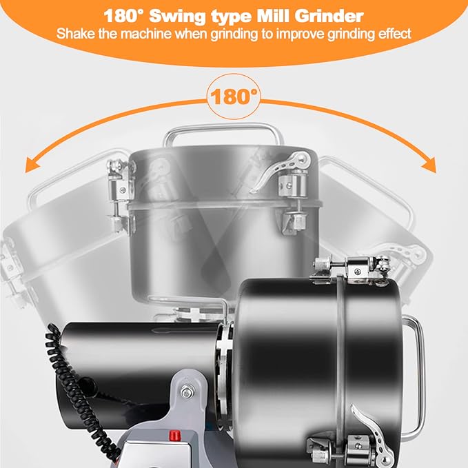 Swing Grain Mill 2500g, Electric Grain Mill, Stainless Steel Mill Grinder 4500W, High-speed Spice Herb Grinder, Commercial Superfine Machine, Dry Cereals Pulverizer 110V - Bloomnest