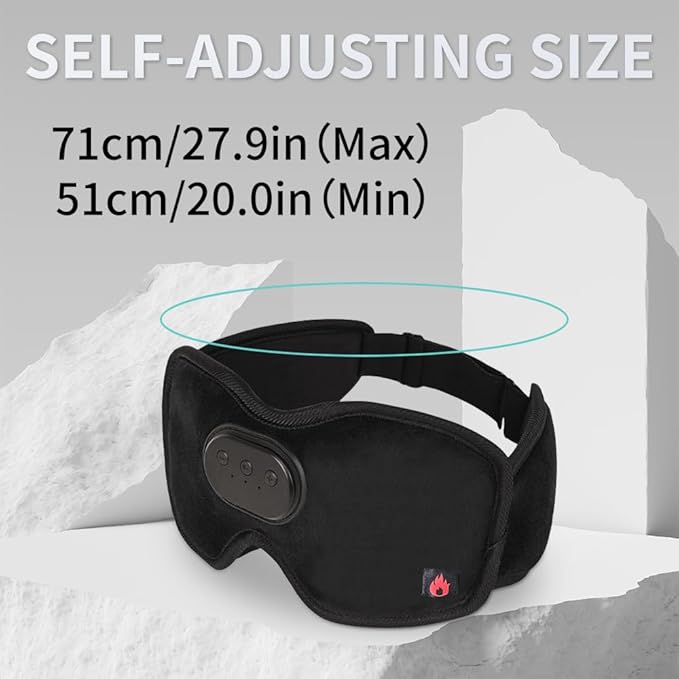 Heated Eye Mask with Bluetooth Headphones SYPVRY Wireless Sleep Eye Mask Headphones for Sleeping with Temperature & Timer Control, Warm Eye Compress USB Heated Mask for Dry Eyes Style, Black - Bloomnest