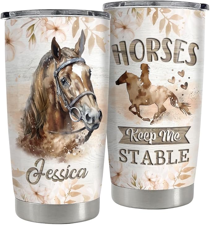 SANDJEST Personalized Horse Tumbler Motivation 20oz 30oz Tumblers with Lid Gift for Women Girl Daughter Sister Animal Lovers Christmas Birthday - Bloomnest
