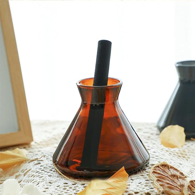 WAIT FLY Creative Glass Diffuser Bottles for Essential Oils, Replacement Diffusers, Reed Sticks, Crafts, Spa, Home Decoration-Brown-7 OZ WAIT+FLY