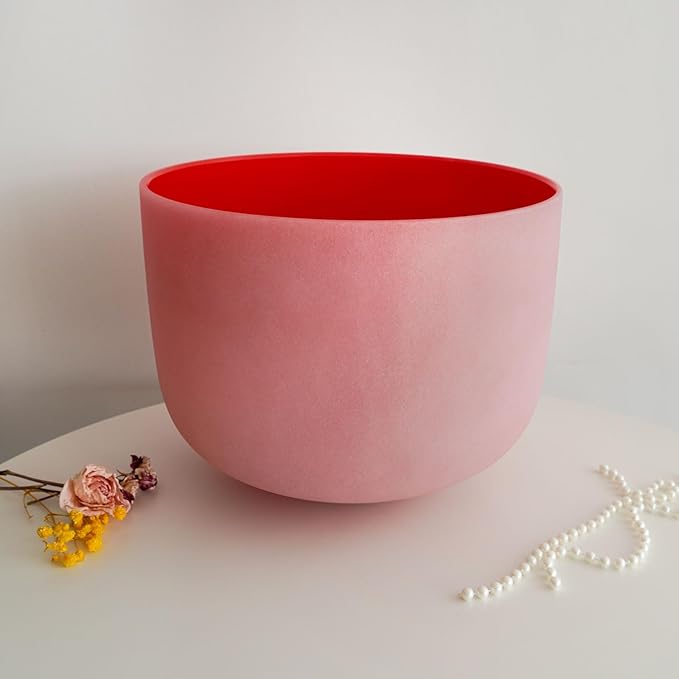 KVKA 432 Hz 8 Inch C Note Crystal Singing Bowl Root Chakra Red Color with Carrying Case - Bloomnest