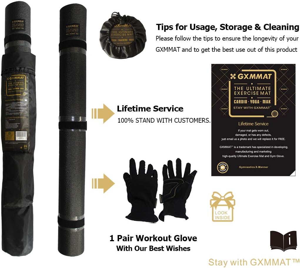 GXMMAT Large Yoga Mat 12'x6'/10'x6'/6'x8'(7mm), Extra Thick Workout Mats for Home Gym Flooring, Ultra Comfortable Non-Slip Quick Resilient Barefoot Wide Exercise Mat for Pilates, Stretching,Meditation