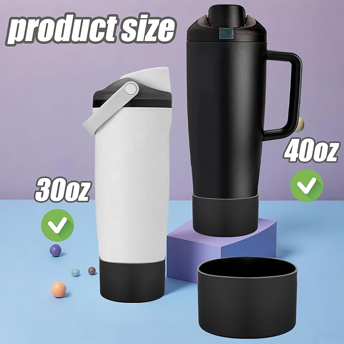 Mity rain 2PCS Protective Silicone Boots for Owala 30oz & 40oz FreeSip Sway Bottles & Tumblers - Accessories for owala, Enhances Stability & Prevents Scratches (Black) Mityrain