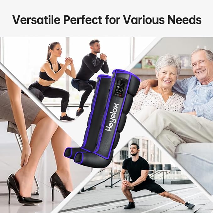 Air Compression Leg Massager for Circulation and Pain Relief FSA, Recovery Boots Sleeve for Fast Therapy, Cordless Leg Massager with Heat as Ideal Gifts for Men Women (Large1-Pack) - Bloomnest