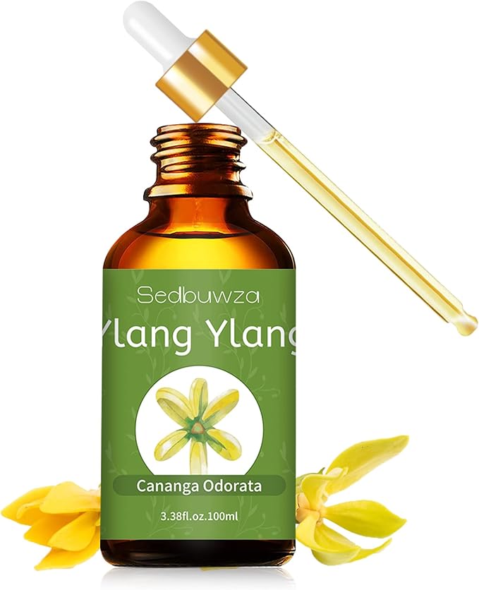 Sedbuwza Ylang Ylang Essential Oil, Ylang Ylang Oil 100% Pure Natural Ylang Ylang Fragrance Oil for Massage Diffuser Humidifier Candle Soap Aromatherapy Making - 3.38 OZ Sedbuwza