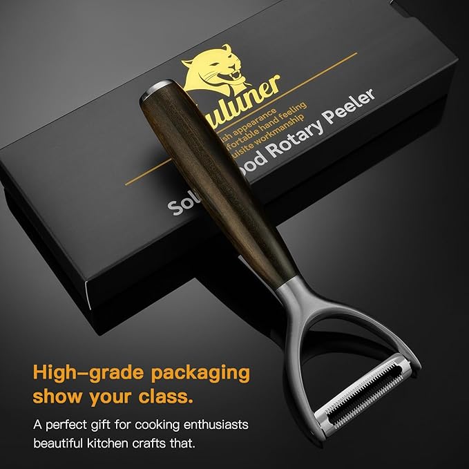 Serrated Blade Premium Y Type 304 Stainless Steel Multifunctional Kitchen Peeler Real Wood Handle Ultra Sharp Blade Vegetable Potato Apple（Agarwood） - Bloomnest