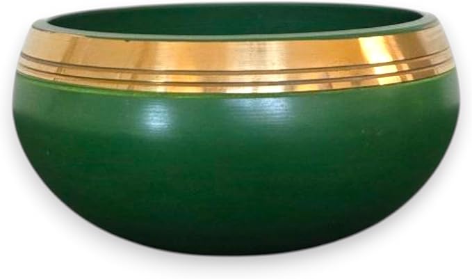 4” Tibetan Singing Bowl Set – Includes Handmade Cushion, Wooden Mallet & Hand-Stitched Case – Chakra Healing, Meditation Sound Bowl – Made in Nepal (Green) - Bloomnest