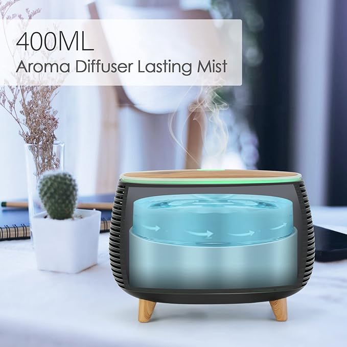 Diffuserlove Diffuser Essential Oil Diffusers 400ML Aromatherapy Air Diffuser for Home Bedroom Office Room Aroma Diffuser with 7 Color Lights Intermittent Mist Mode - Bloomnest