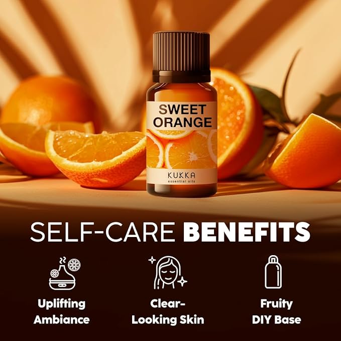 KUKKA Sweet Orange Essential Oils - 0.34 Fl Oz - for Hair, Skin, Diffuser, Aromatherapy & DIY Soap Making Scent - Bloomnest