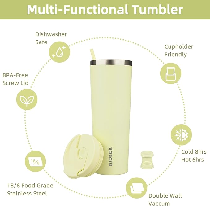 BJPKPK 30oz Insulated Tumbler With lid And Straw Stainless Steel Tumblers Travel Coffee Mug Reusable Thermal Cup,Macaron Green - Bloomnest