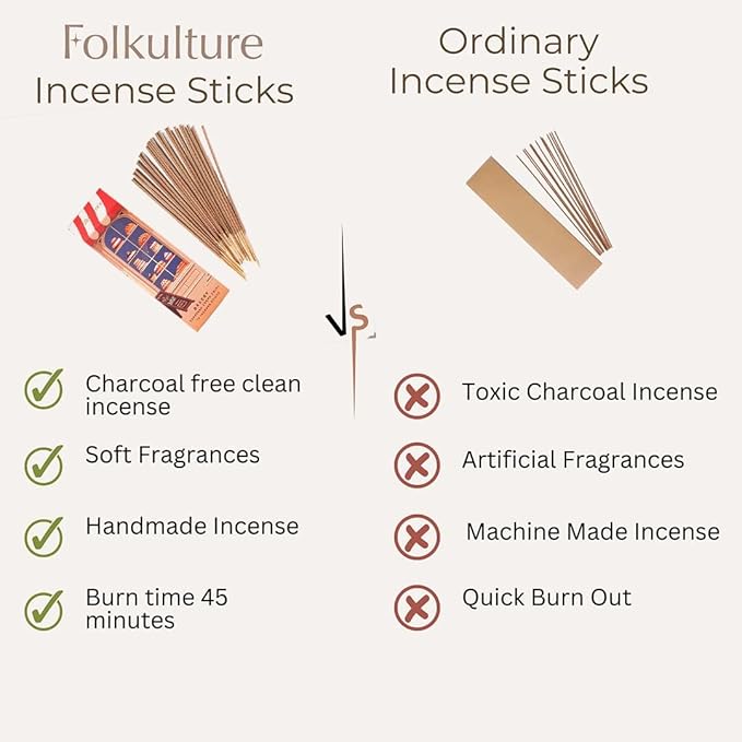 Folkulture Incense Sticks (75 Sticks) |8" Premium Coffee Incense Sticks for Aromatherapy, Focus, Energy, Gifts for Women | No Charcoal,Organic, Non Toxic, 45 Mins, Long Burning Insence-Sticks FOLKULTURE