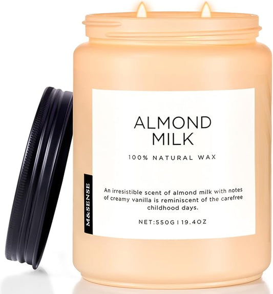 M&SENSE Almond Milk Scented Candles for Home, 19.4oz 110 Hours Long Lasting Non Toxic Natural Organic Soy Wax Relaxing Scented Candle Housewarming Gift for Friends Teachers - Bloomnest