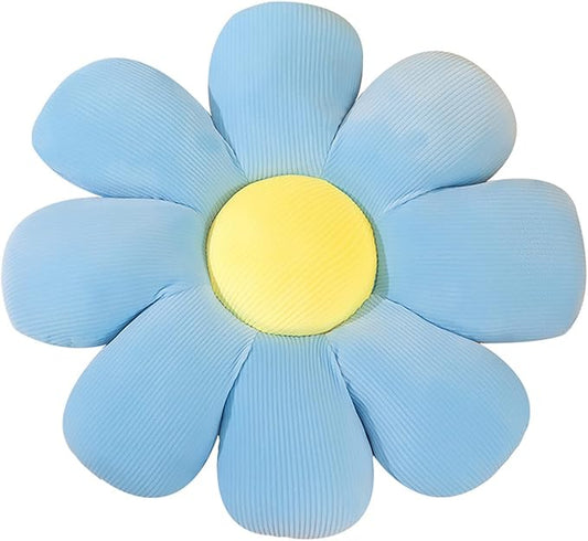 Flower Pillow, Flower Shaped Throw Pillow Floor Pillow Soft Seating Cushion Room Decor Plush Pillow for Bedroom, Sofa, Bed, Reading (21 inch, Blue) - Bloomnest