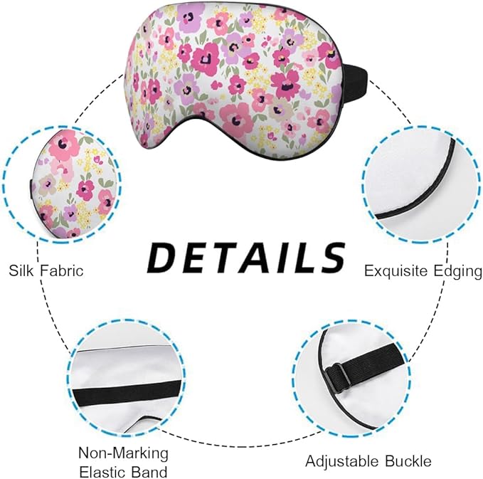 Pink Flowers Sleep Mask Eye Mask Beautiful Spring Floral Sleep Mask Light Blocking Adjustable Smooth Soft Eye Masks for Women Deep Rest Travel - Bloomnest