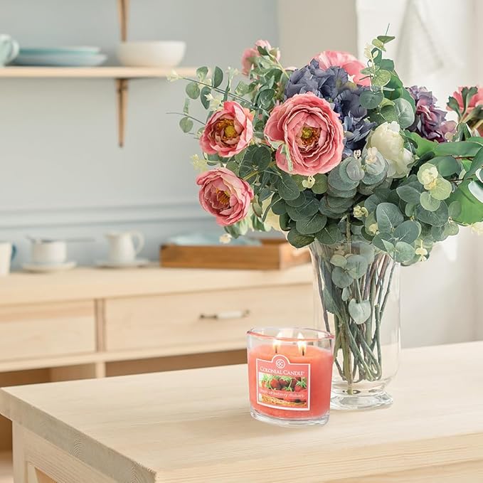 Colonial Candle Fresh Strawberry Rhubarb Scented Jar Candle, 2 Wick, 3.5 oz, Mottled Wax Candle - Bloomnest