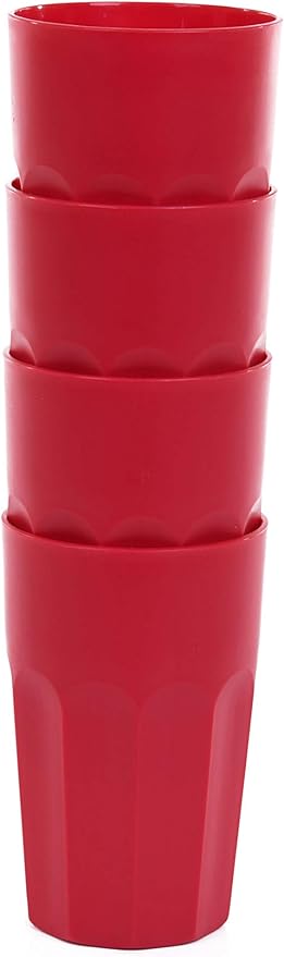 Mintra Home Unbreakable Drinking Cups and Tumblers 4PK - Shatterproof, BPA Free, Reusable, Party Cups, BBQ, Colorful Set, indoors and outdoors (Red, Large - 15oz) - Bloomnest
