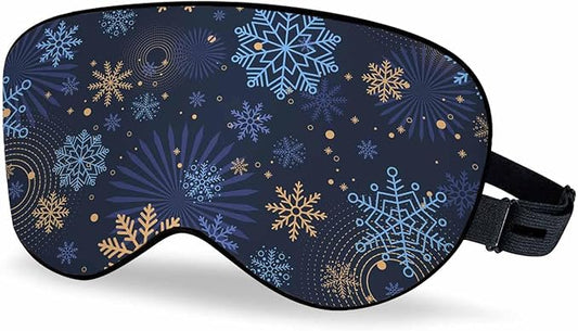 Winter Night Blue Sleep Eye Mask Falling Snow Christmas New Year Festive Beautiful Snowflakes Men Women Sleep Mask with Adjustable Strap Eye Cover Eye Shade for Travel, Nap,Meditation - Bloomnest