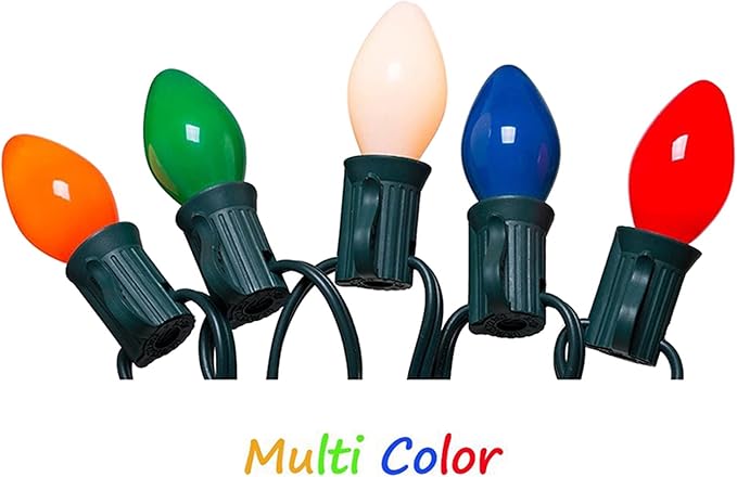 SUNSGNE 25 Pack C7 Multicolor Christmas Replacement Bulbs, Vintage Multicolor Ceramic Light Bulbs for C7 Christmas String Lights, E12/C7 Candelabra Base, 5 Watt - Bloomnest