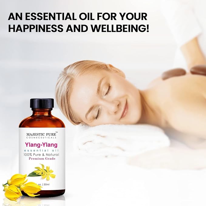 Majestic Pure Ylang Ylang Essential Oil with Glass Dropper - 1 Fl Oz - 100% Pure and Natural Ylang Ylang Oil - Premium Grade Essential Oils for Diffuser, Aromatherapy, Soap and Candle Making - Bloomnest