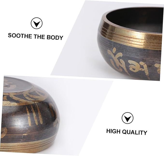 Beaupretty 1Set Tibetan Singing Bowl with Mallet Meditation Sound Bowl for Relaxation Yoga Mindfulness Durable Design for Home Travel - Bloomnest