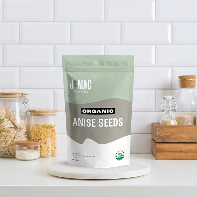 J Mac Botanicals Organic Anise Seeds (16 oz) whole seeds, aniseed, anisecookies, anisetea, aniseseed powder, aniseseeds for baking, Certified Organic. - Bloomnest