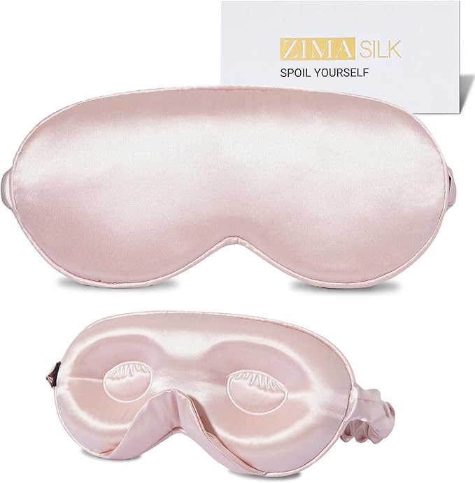 ZIMASILK Adjustable 22 Momme 100% Mulberry Silk Sleep Mask, Upgraded 3D Contoured Cup Eye Mask for Sleeping, Super Soft & Breathable Blindfold, Blackout for Deep Sleeping (Pink) - Bloomnest