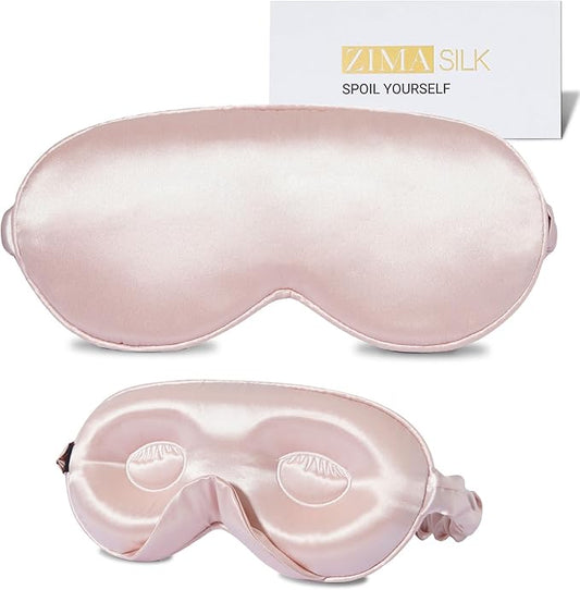 ZIMASILK Adjustable 22 Momme 100% Mulberry Silk Sleep Mask, Upgraded 3D Contoured Cup Eye Mask for Sleeping, Super Soft & Breathable Blindfold, Blackout for Deep Sleeping (Pink) - Bloomnest