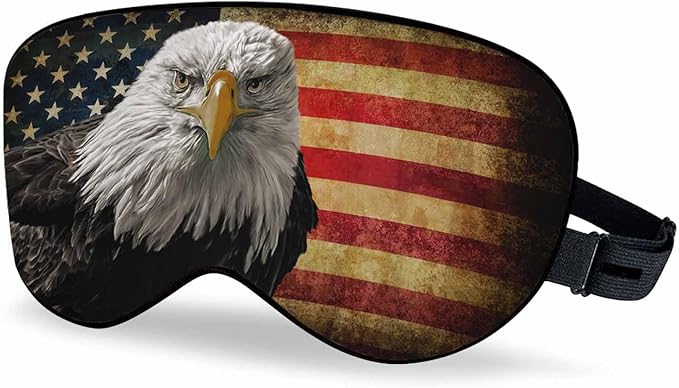 Bald Eagle Sleep Eye Mask Vintage Hipster American Flag Men Women Sleep Mask with Adjustable Strap Eye Cover Eye Shade for Travel, Nap,Meditation - Bloomnest