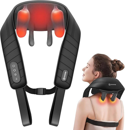 COMFIER Cordless Neck Massager with Heat, 4D Kneading Neck and Shoulder Massager Deep Tissue, Shiatsu Neck Back Massager Pillow, 2 Heating Levels,Gifts for Mom Dad - Bloomnest