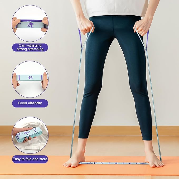 Elastic Yoga Stretching Strap with Loops, CEILIWEN Stretch Straps For Physical Therapy, Pilates Stretch Band, Elastic Exercise Bands, Leg Stretching Strap, Stretch Resistance Bands For Exercise - Bloomnest