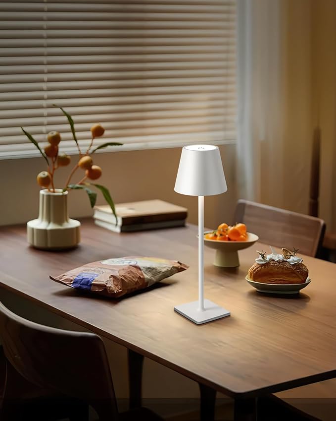 KDG 2 Pack Cordless Table Lamp, Portable LED Desk Lamp, 5000mAh Battery Operated, 3 Color Stepless Dimming Up, for Restaurant/Bedroom/Bars/Outdoor Party/Camping/Coffee Shop Night Light(White) - Bloomnest