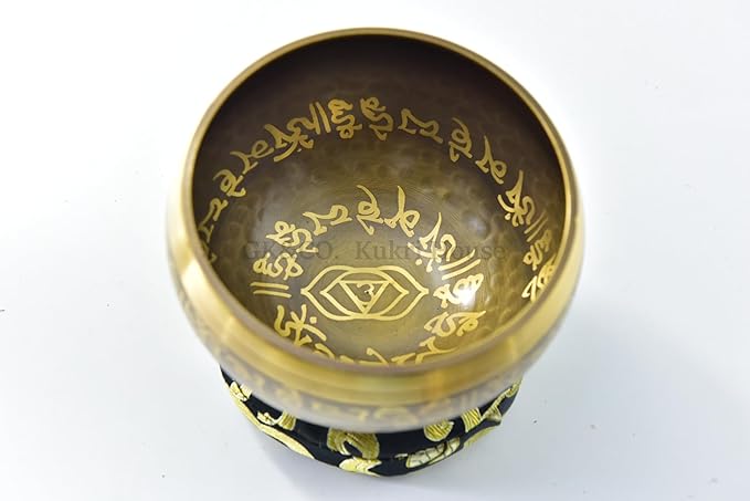 4.25 Inch Authentic Hand Beaten with Healing Mantra Engravings, Meditation Sound Bowl and Wooden Striker Handcrafted in Nepal, Yoga, Chakra Balancing,Healing, and Mindfulness - Bloomnest
