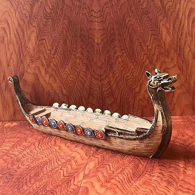 Incense Burner Incense Holder Cool Viking Dragon Longboat- Retro Incense Burner Incense Holder Incense Air Freshener Incense Stick Holder Hand Carved Carving Censer Ornaments Room Design Awesome Gift - Bloomnest